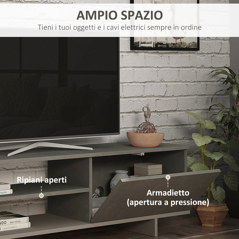 Mobile TV 160x35,6x44 cm con Armadietto e Mensola in Legno Grigio Seconda Scelta-9