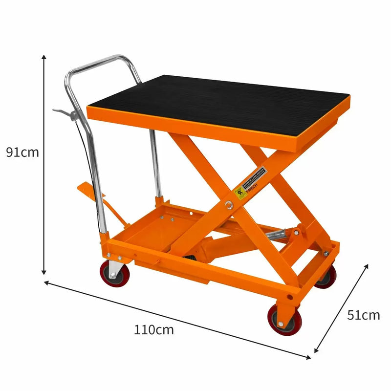 Pedana Idraulica 81x50,5 cm per Sollevamento fino a 500Kg in Acciaio Arancione-5