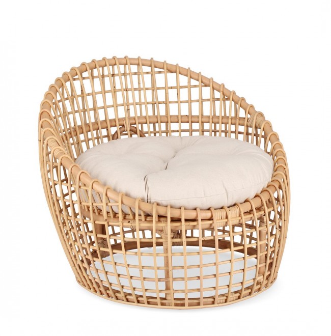 Poltrona Soggiorno 79x84x67 cm Camalote in Rattan-1