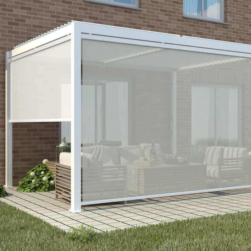 Laterale per Pergola Bioclimatica 3x4 3x4 m in Textilene Bianco-3