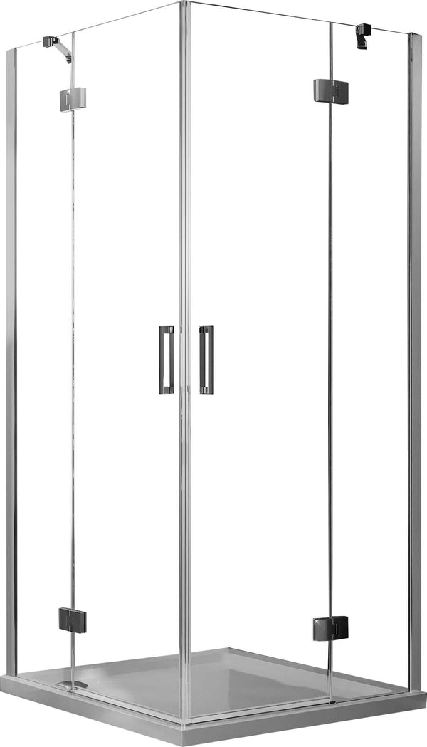 sconto Cabine de douche d'angle 2 portes battantes en cristal transparent 6 mm H190 Fosterberg Herning Différentes tailles