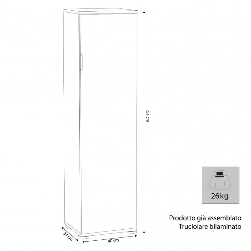 Portascope 40x33x151 h cm in Truciolare bilaminato Bianco-4