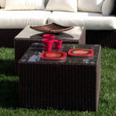 Tavolino Dallas con Vetro 60x60x42,5 h cm in Wicker Marrone-3