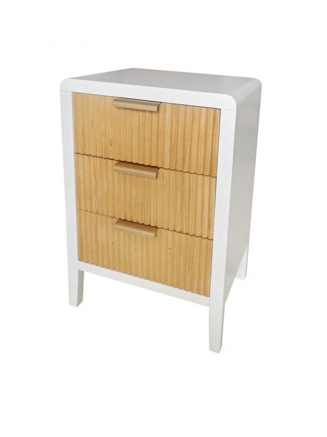 Cassettiera 3 Cassetti 40x30x62 cm Charley in Legno Bianco Nat-1