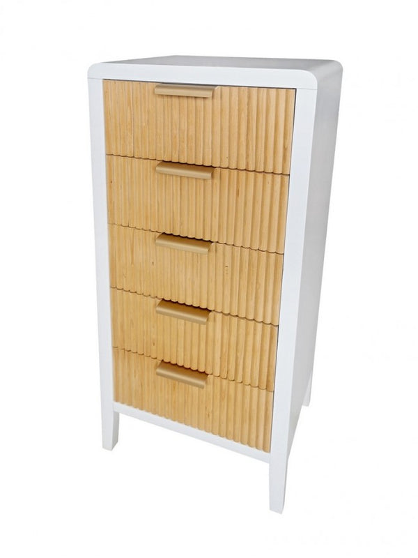 Commode Charley 5 tiroirs 40x30x92 cm en bois blanc sconto