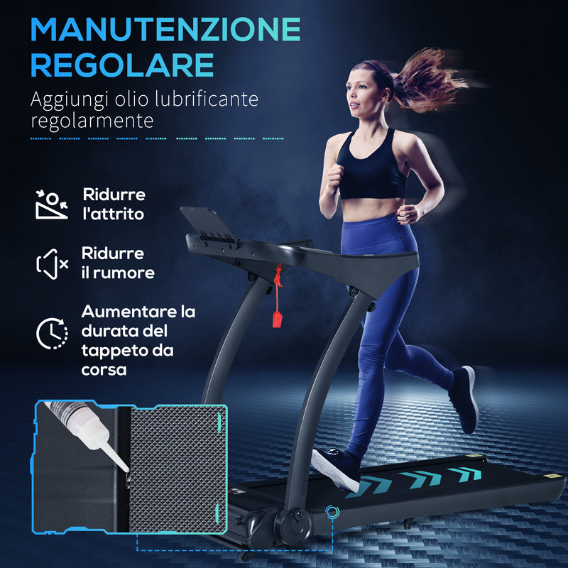 Tapis Roulant Motorizzato Pieghevole 14 km/h 550W 12 Programmi Nero-4