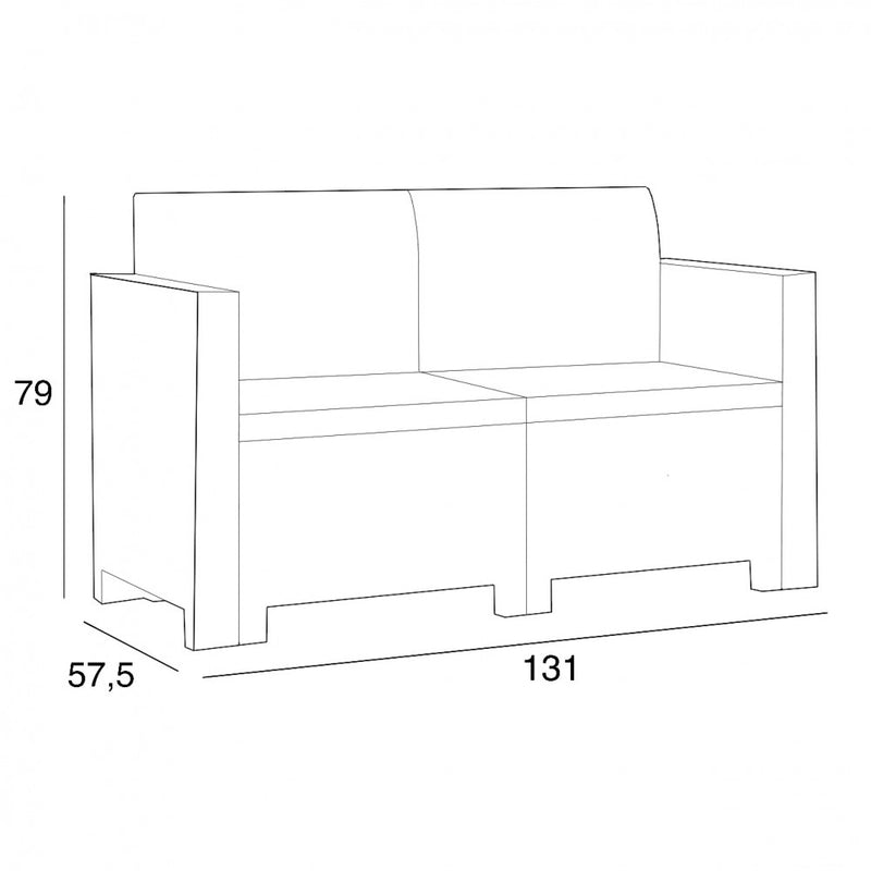 Set Salotto da Giardino Divano 2 Poltrone e Tavolino con Cuscini in Plastica Marrone-4