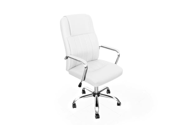 sconto Chaise de bureau de direction 59x67x105/113 cm ergonomique en simili cuir blanc