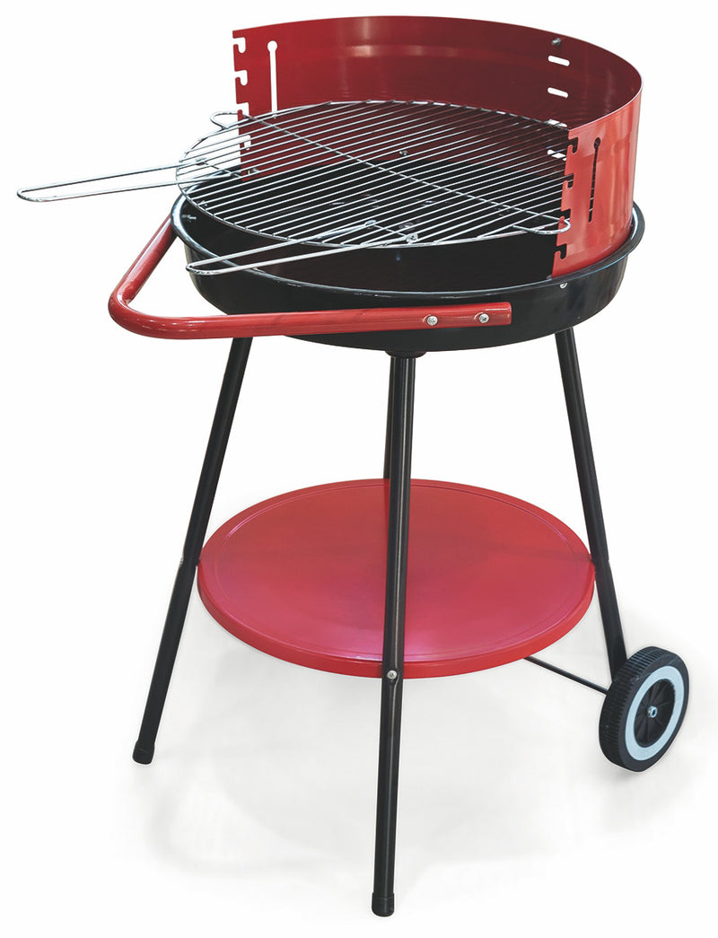 Barbecue a Carbone Carbonella Tondo Ø50 cm con Ruote Soriani Sun-day Rosso-1