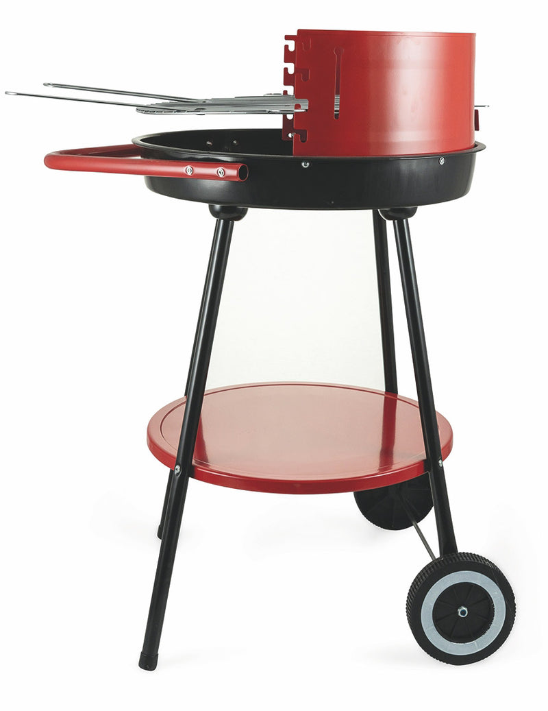 Barbecue a Carbone Carbonella Tondo Ø50 cm con Ruote Soriani Sun-day Rosso-2