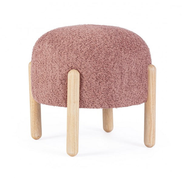 online Tabouret Dalia Ø 45x38 cm en Bouclé Rose Antique