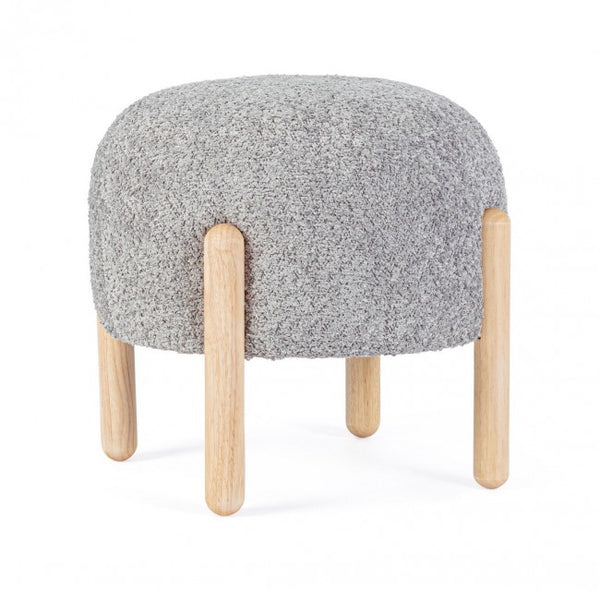 Tabouret Dalia Ø 45x38 cm en Bouclé Gris Clair prezzo