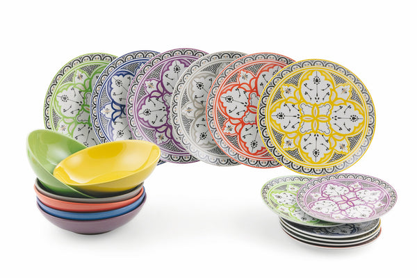 prezzo Service de Table 18 Pièces en Porcelaine et Grès Multicolore VdE Tivoli 1996 Maroc