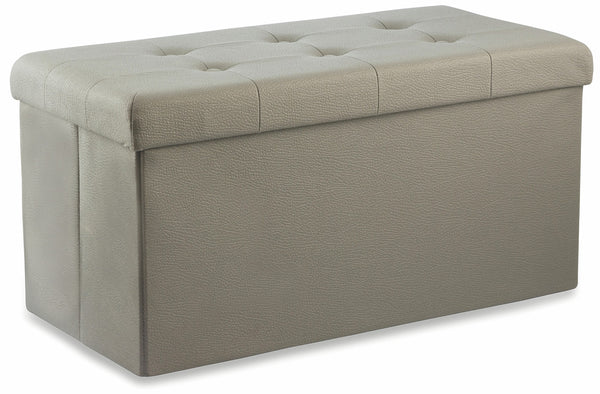 Pouf Coffre Coffre de Rangement en Faux Cuir Soriani Tortora sconto