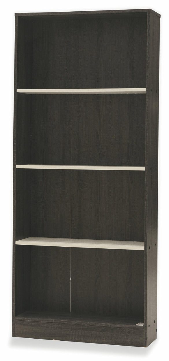 sconto Bibliothèque 4 étagères 73x24x170 cm en MDF Soriani Gris Foncé et Blanc