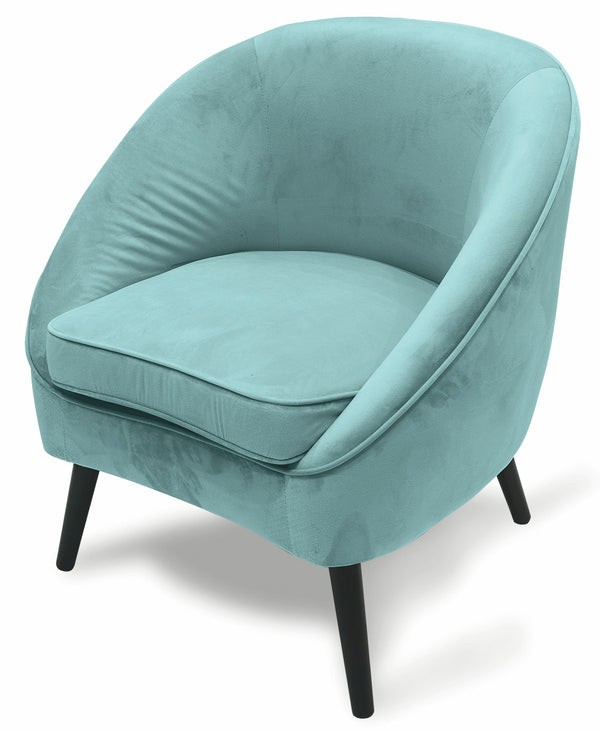 Fauteuil rembourré en velours avec pieds en bois Soriani vert Tiffany sconto