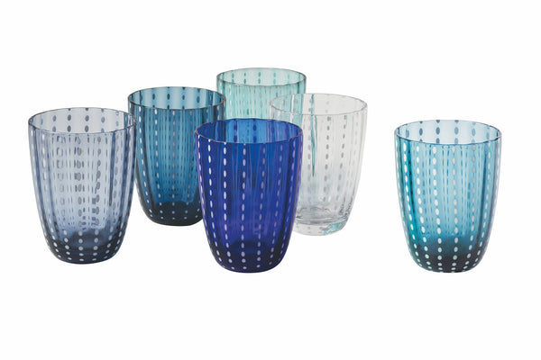 Lot de 6 verres à eau en verre à pois et surface ondulée 300 ml Villa d'Este Home Tivoli Kalahari online