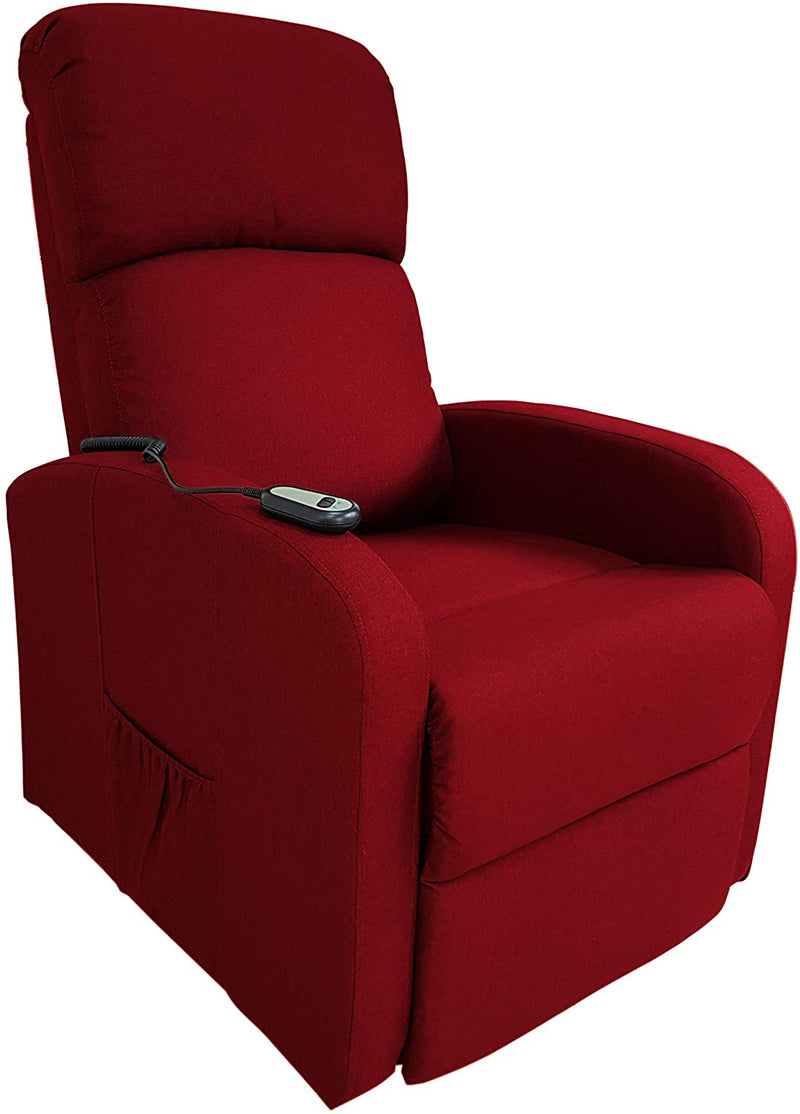 Poltrona Alzapersona Elettrica 1 Motore 65x75x101 cm in Tessuto Rossa-2