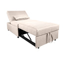 Poltrona Letto Singolo Trasformabile 80x113x45 cm in Tessuto Beige-3