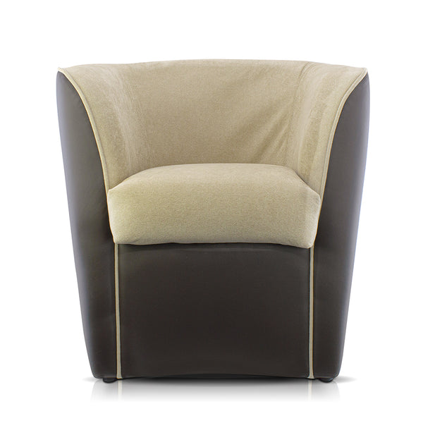 Fauteuil Tub 70x67x76 cm en tissu marron et beige et simili cuir acquista