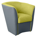 Poltroncina a Pozzetto 70x67x76 cm in Tessuto e Similpelle Grigio e Verde-3