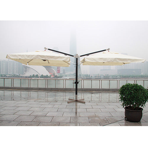 Parasol Décentralisé Double en Aluminium Top Ecru 300X300X9,3 cm pour Salon de Jardin  sconto