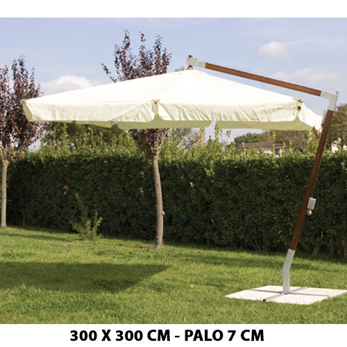 prezzo Parasol Décentralisé en Bois 300X300X7 Cm Paille Jardin pour Ameublement Extérieur 