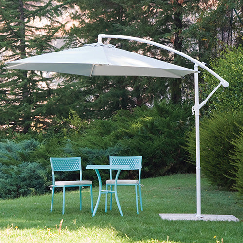 acquista Parasol Décentralisé 300 cm Structure Acier Tissu Gris Perle Jardin pour Mobilier Extérieur 