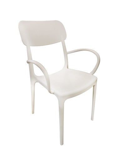 Chaise de jardin empilable 53x55x88 cm avec accoudoirs en polypropylène blanc prezzo