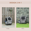 Trolley Zaino Trasportino per Cani e Gatti 43x33x51,5 cm in Tessuto Oxford e Poliestere Grigio e Nero-7