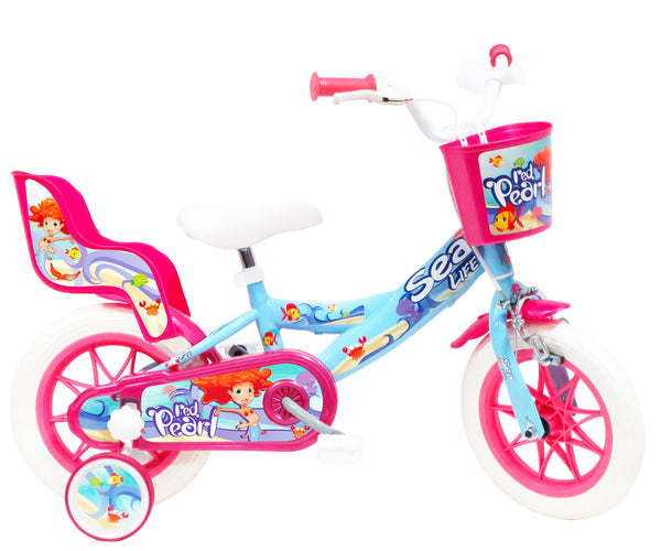 sconto Vélo pour Fille 12" 1 Frein Pneus EVA Sea Life Bleu Clair et Rose