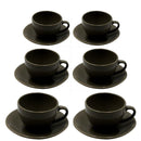 Set 6 Tazzine da Caffè con Piattino 8x7xh5 cm in Gres Porcellanato Romeo Tortora-1