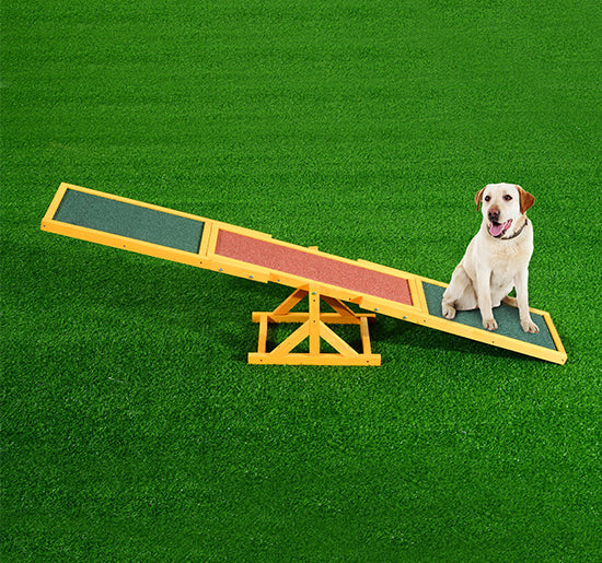 Altalena Basculante per Allenamento Agility Cani Antiscivolo 180x30x30 cm in Legno di Abete Marrone e Verde-2