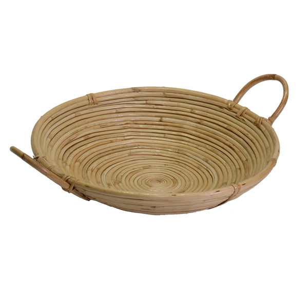 online Panier en jonc naturel avec poignées rondes cm Ø40xh10x40