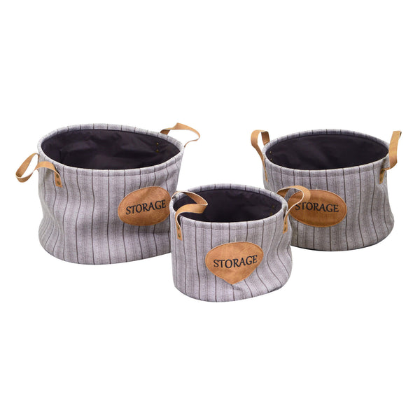 sconto Lot de 3 paniers ronds en tissu gris