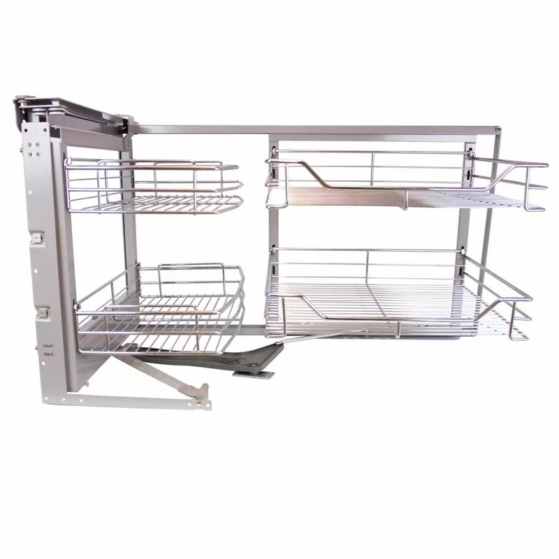 Set 4 Cestelli in Acciaio Inox per Mobile ad Angolo Cieco 90-100 cm Mano Sinistra-2