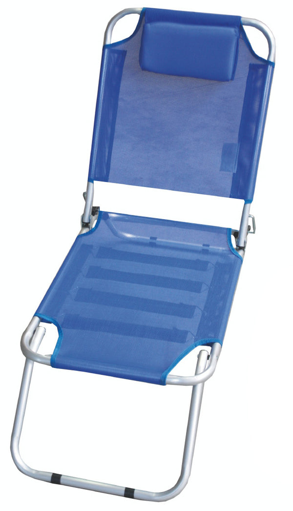 online Chaise de plage pliante Soriani Greece avec coussin en aluminium Bleu chiné