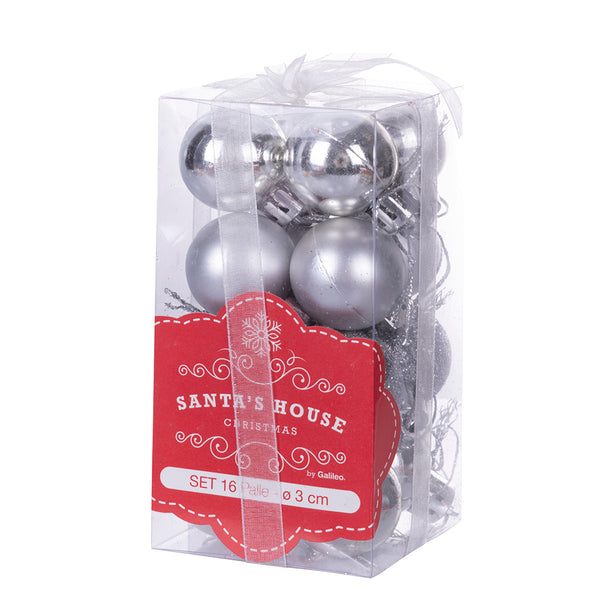 sconto Lot de 16 Boules de Noël Ø3 cm en Plastique Argenté