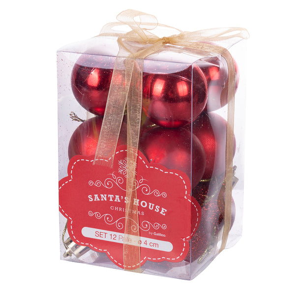 Lot de 12 Boules de Noël Ø4 cm en Plastique Rouge sconto