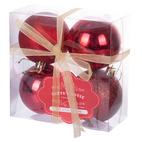 Set de 4 Boules de Noël Ø7 cm en Plastique Rouge prezzo