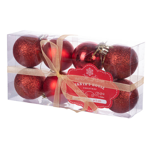 sconto Set de 8 Boules de Noël Ø5 cm en Plastique Rouge