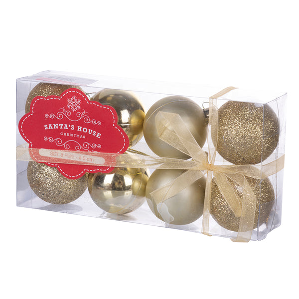 Set de 8 Boules de Noël Ø5 cm en Plastique Doré sconto