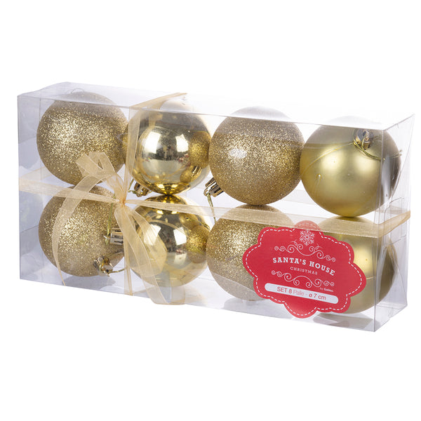 Set de 8 Boules de Noël Ø7 cm en Plastique Doré sconto