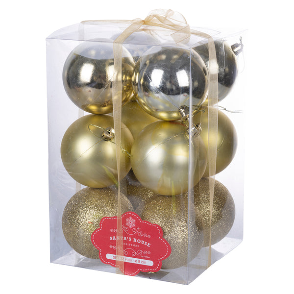 Set de 12 Boules de Noël Ø8 cm en Plastique Doré prezzo