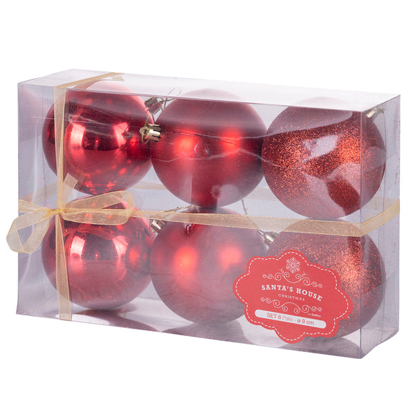 Set de 6 Boules de Noël Ø6 cm en Plastique Rouge sconto