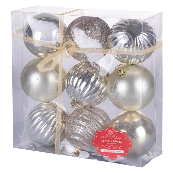 acquista Set de 9 Boules de Noël Ø10 cm en Plastique Doré