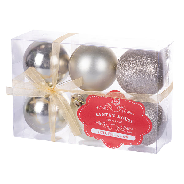 Lot de 6 Boules de Noël Plastique Champagne Ø6 cm sconto