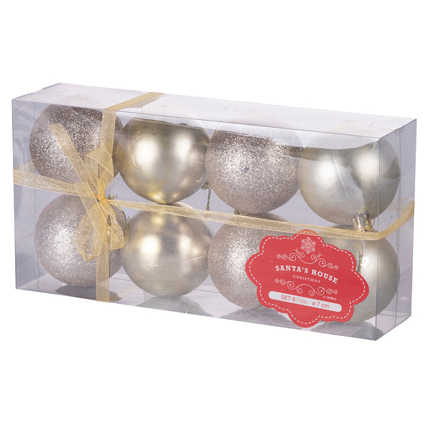 Lot de 8 Boules de Noël Plastique Champagne Ø7 cm sconto