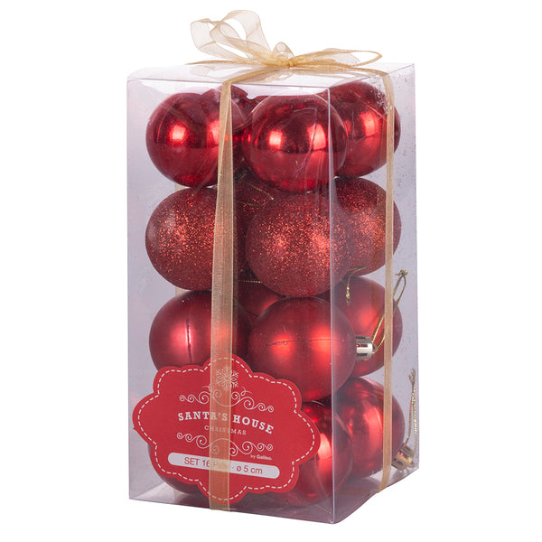 acquista Set de 16 Boules de Noël Ø5 cm en Plastique Rouge