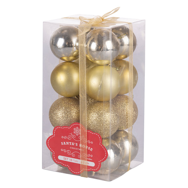 acquista Set de 16 Boules de Noël Ø5 cm en Plastique Doré